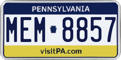 PA license plate MEM8857