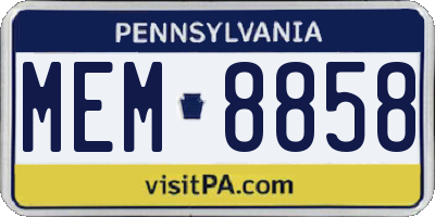 PA license plate MEM8858
