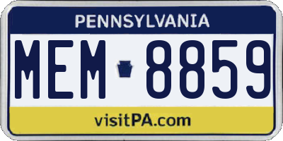 PA license plate MEM8859