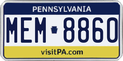 PA license plate MEM8860
