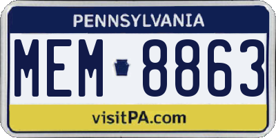 PA license plate MEM8863