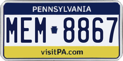 PA license plate MEM8867