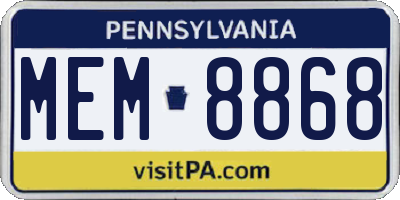 PA license plate MEM8868