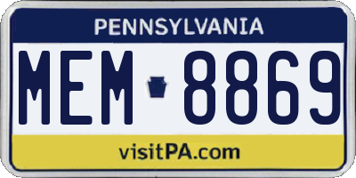 PA license plate MEM8869