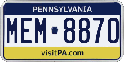 PA license plate MEM8870