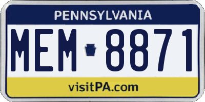 PA license plate MEM8871