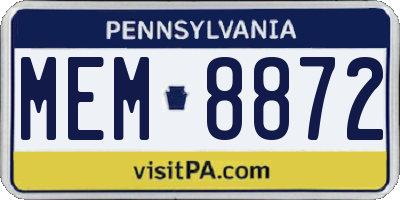 PA license plate MEM8872