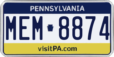 PA license plate MEM8874