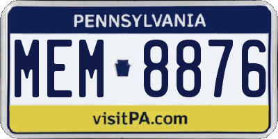 PA license plate MEM8876