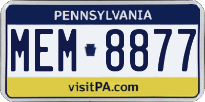 PA license plate MEM8877