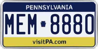 PA license plate MEM8880