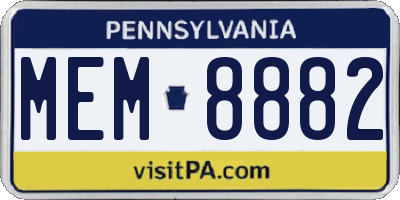 PA license plate MEM8882