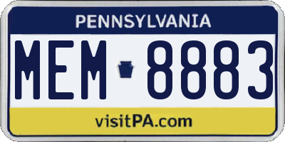 PA license plate MEM8883