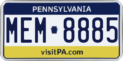 PA license plate MEM8885