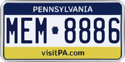 PA license plate MEM8886
