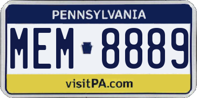 PA license plate MEM8889