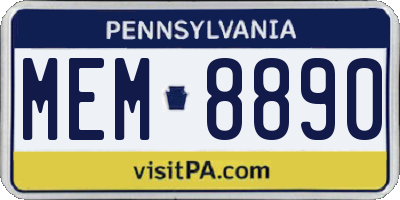 PA license plate MEM8890