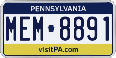 PA license plate MEM8891
