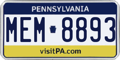 PA license plate MEM8893