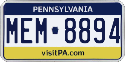 PA license plate MEM8894