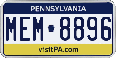 PA license plate MEM8896