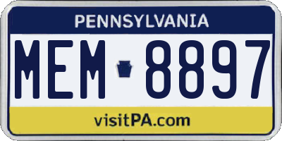 PA license plate MEM8897