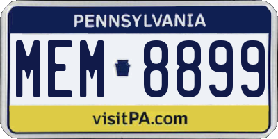 PA license plate MEM8899