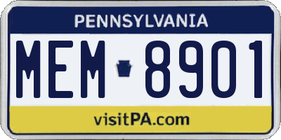 PA license plate MEM8901