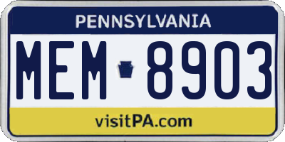 PA license plate MEM8903