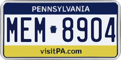 PA license plate MEM8904