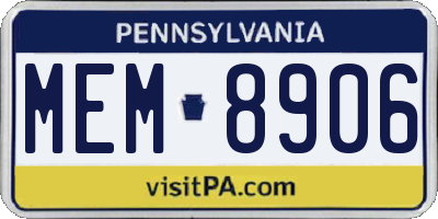 PA license plate MEM8906
