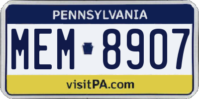 PA license plate MEM8907