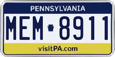 PA license plate MEM8911