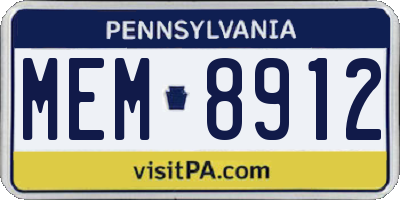 PA license plate MEM8912
