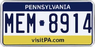 PA license plate MEM8914