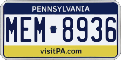 PA license plate MEM8936