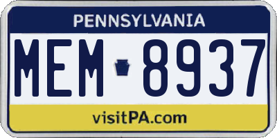 PA license plate MEM8937