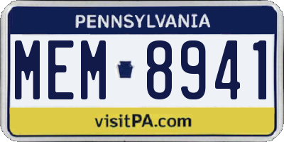 PA license plate MEM8941