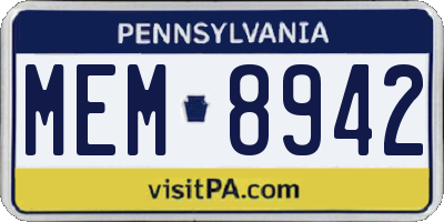 PA license plate MEM8942