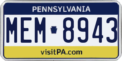 PA license plate MEM8943