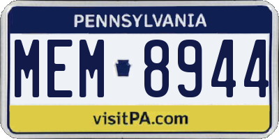 PA license plate MEM8944