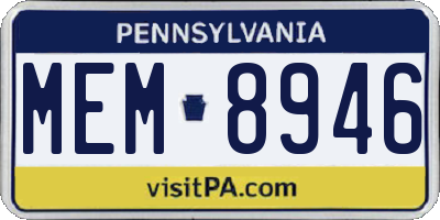 PA license plate MEM8946
