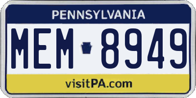 PA license plate MEM8949