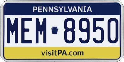 PA license plate MEM8950
