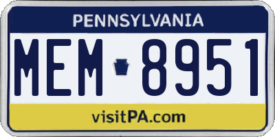 PA license plate MEM8951