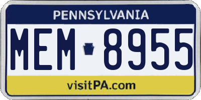 PA license plate MEM8955