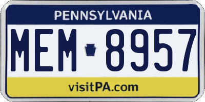 PA license plate MEM8957