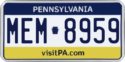 PA license plate MEM8959