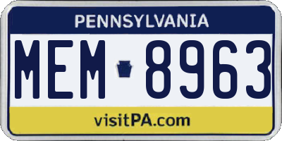 PA license plate MEM8963