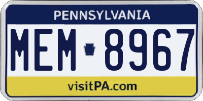 PA license plate MEM8967